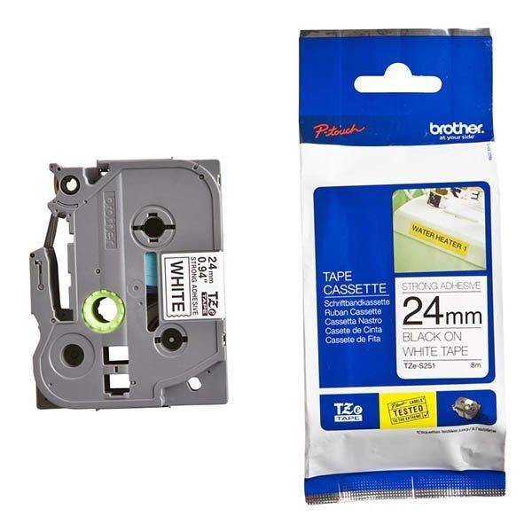 Nhãn in Brother TZE-S251, Black on White, 24mm x 8m