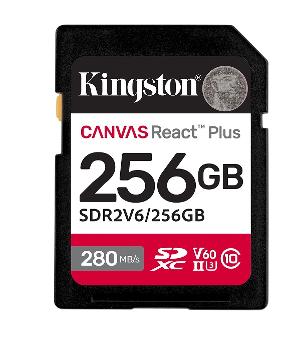 Thẻ nhớ Kingston Canvas React Plus SDXC 256GB – UHS-II 280MB/s U3 V60 (SDR2V6/256GB)