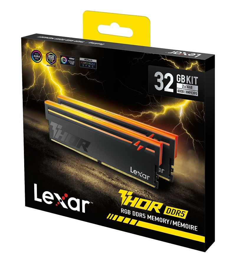 RAM Desktop Lexar THOR RGB 2nd Gen DDR5 32GB (2x16GB) 6000MHz CL38 – LD5U16G60C38BV-RGD