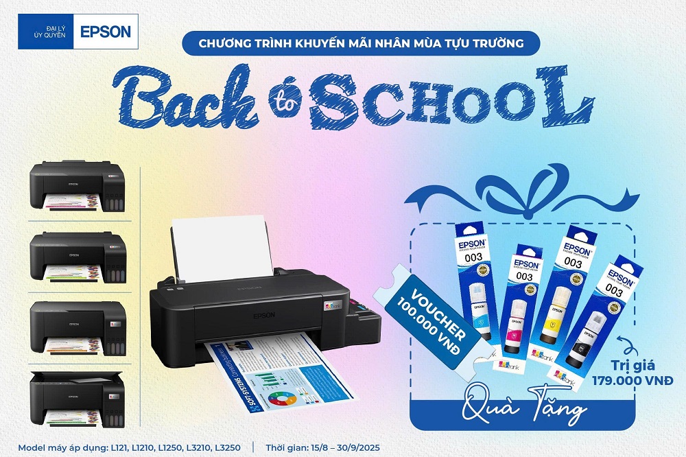 Chương trình khuyến mãi Back to School 2025 – Epson phối hợp cùng Quốc Kiệt